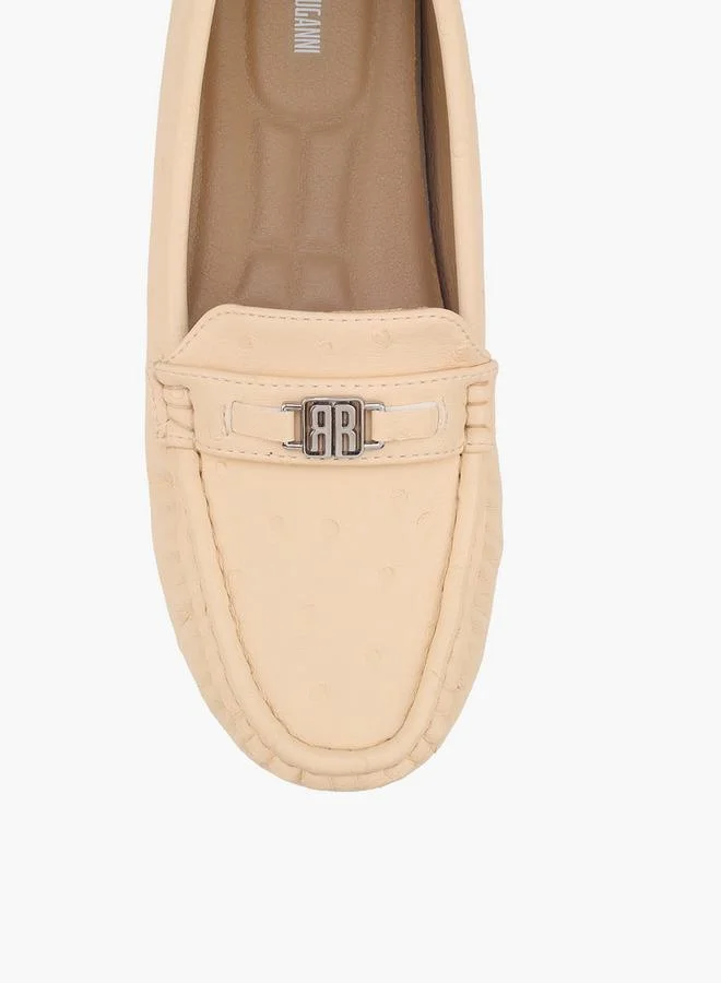 Renzo Ruganni BEIGE Women Metallic Accent Loafers for Women | Best Price UAE