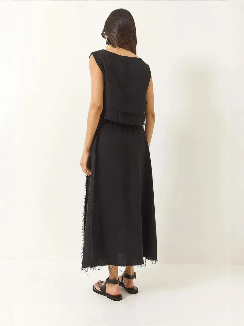 Bianco Lucci LUCCI Textured Blouse & Skirt Muslin Fabric Two-Piece Set