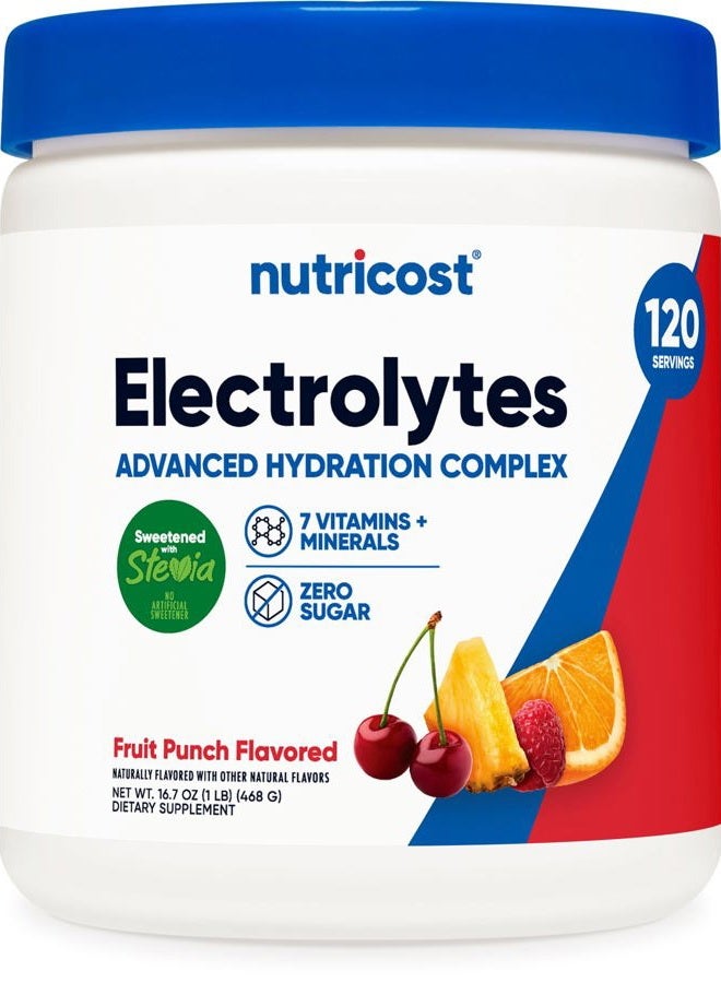 Nutricost Electrolyte Complex Powder (120 Servings, Fruit Punch) - Hydration Supplement Drink Mix with Vitamins and Minerals - Image 1