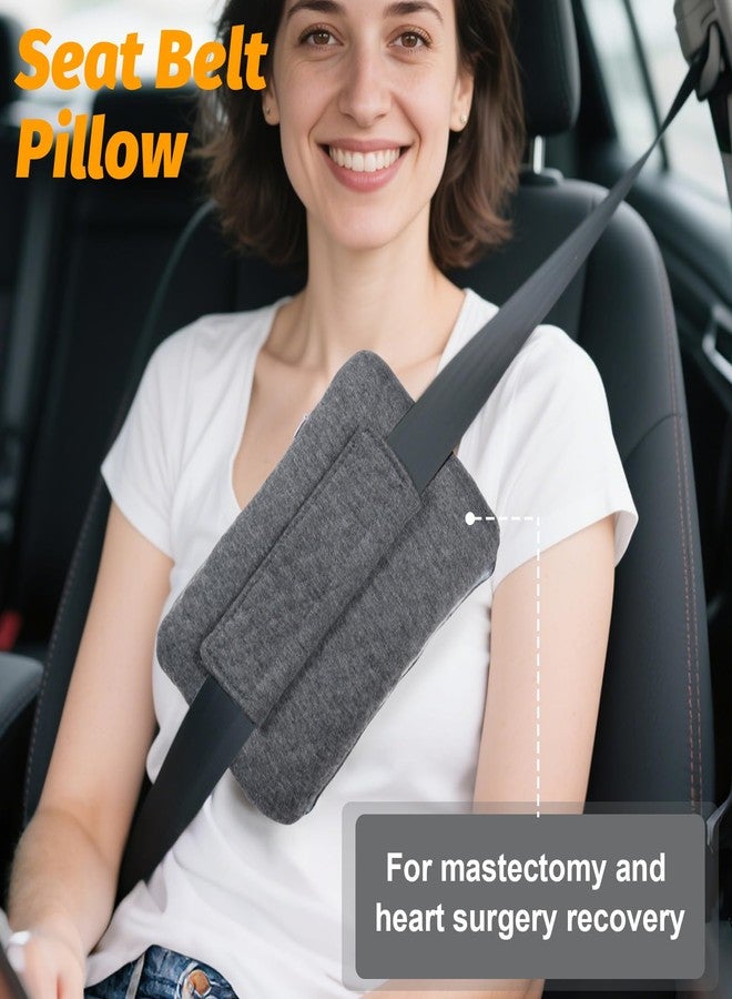 RoamReady Seat Belt Pillow for Mastectomy Post-Surgery, Heart Surgery Recovery Support Cushion Pad for Chest Chemo Port Pacemaker Bypass Hysterectomy Recovery Gifts for Women (Dark Gray) - Image 3