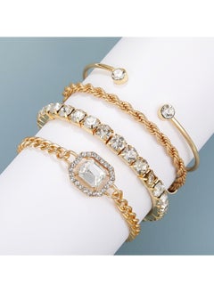 Huitich Elegant Gold & Crystal 4 PCS Bracelet Set for Women  - Image 3