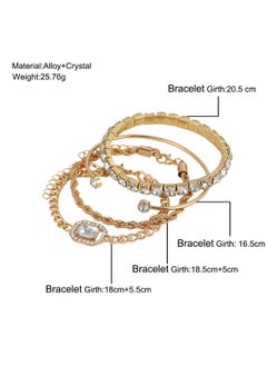 Huitich Elegant Gold & Crystal 4 PCS Bracelet Set for Women  - Image 5