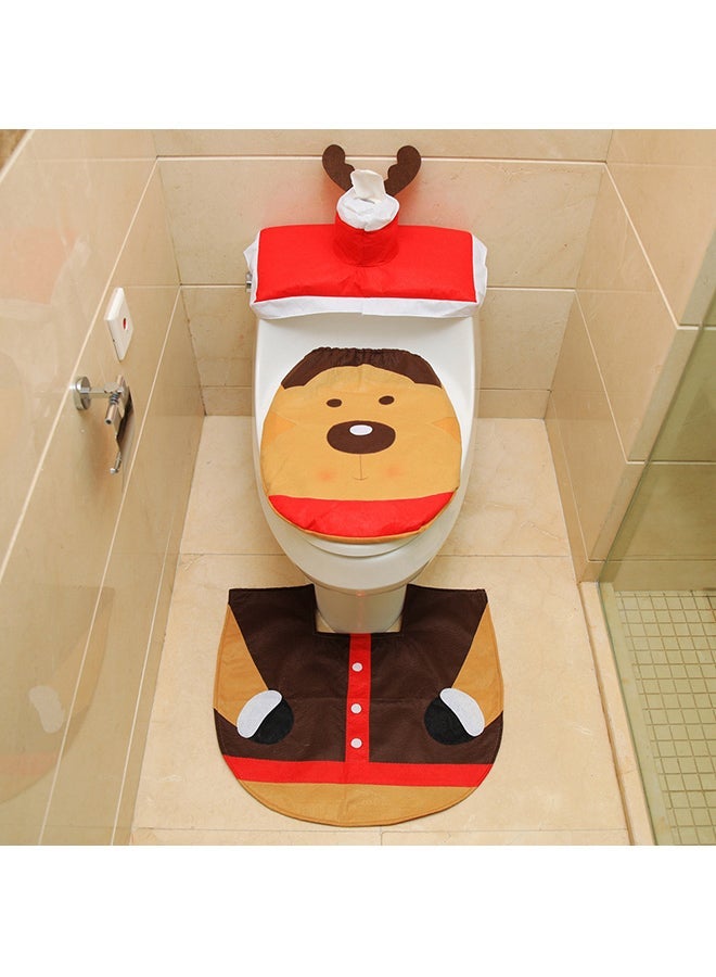 4-Piece Santa Toilet Seat Cover With Rug Multicolour - Image 1