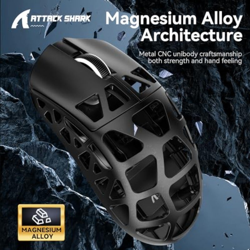 ATTACK SHARK R3 Magnesium Alloy Mouse Wireless 8K Mouse 46g SUPERLIGHT Mouse PixArt PAW3395 Gaming Sensor BT 2.4G Wired Gaming Mouse Adjustable DPI 26000 Office Mice for Win11 Xbox PS Mac -Black - Image 3