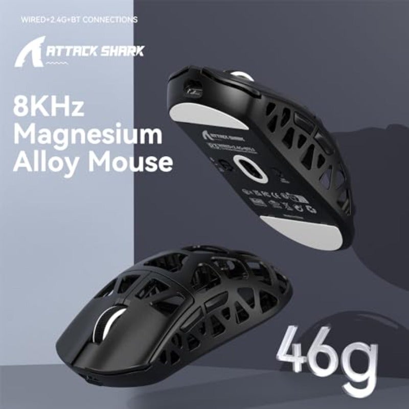 ATTACK SHARK R3 Magnesium Alloy Mouse Wireless 8K Mouse 46g SUPERLIGHT Mouse PixArt PAW3395 Gaming Sensor BT 2.4G Wired Gaming Mouse Adjustable DPI 26000 Office Mice for Win11 Xbox PS Mac -Black - Image 2