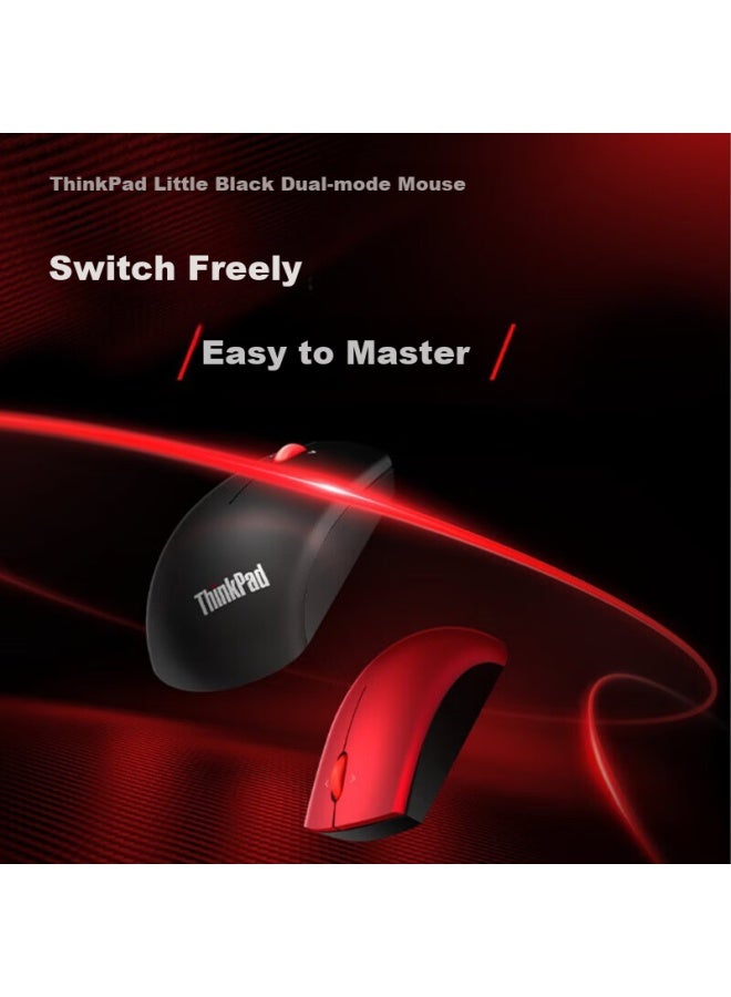Thinkpad Lenovo Wireless Bluetooth Dual-mode Mouse, Classic Red Dot, Laptop, Desktop Office Mouse, Compatible With Thinkbook Laptops, Midnight Black - Image 1
