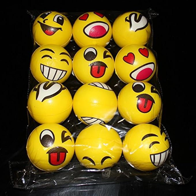 Fun Central 12 Pieces - 3 Inch Emoji Face Squeeze Stress Balls in Bulk for Adults & Kids - Image 1