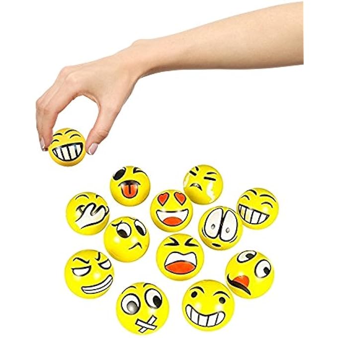 Fun Central 12 Pieces - 3 Inch Emoji Face Squeeze Stress Balls in Bulk for Adults & Kids - Image 4