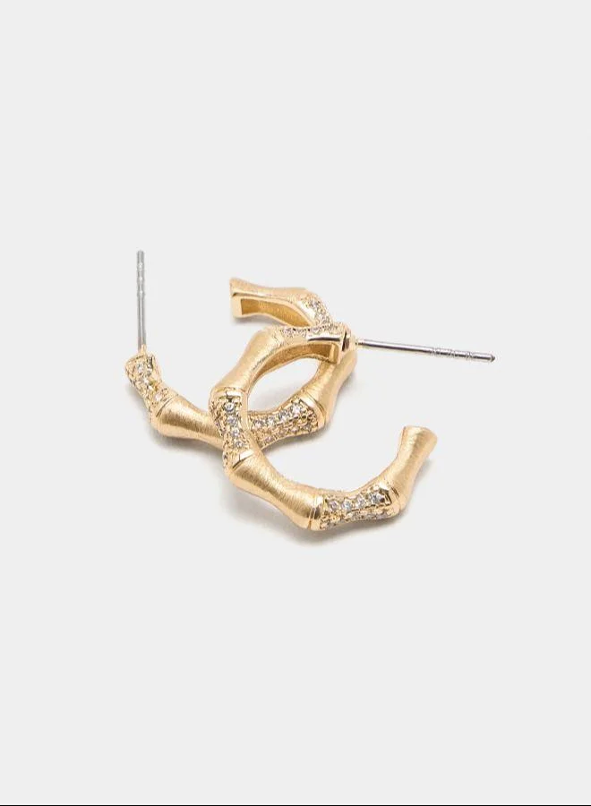 بارفوا أقراط مفتوحة الدائرة مع زركونيا مكعبة ذهبية