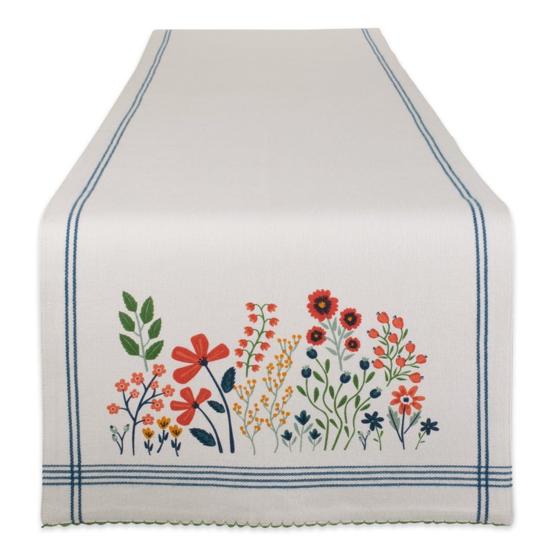 Design Imports DII Flower Garden Embellished Table Runner 14x108  - Image 1