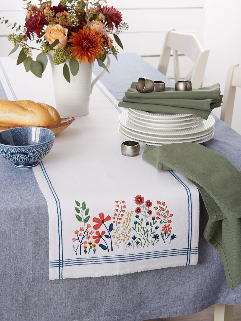 Design Imports DII Flower Garden Embellished Table Runner 14x108  - Image 2