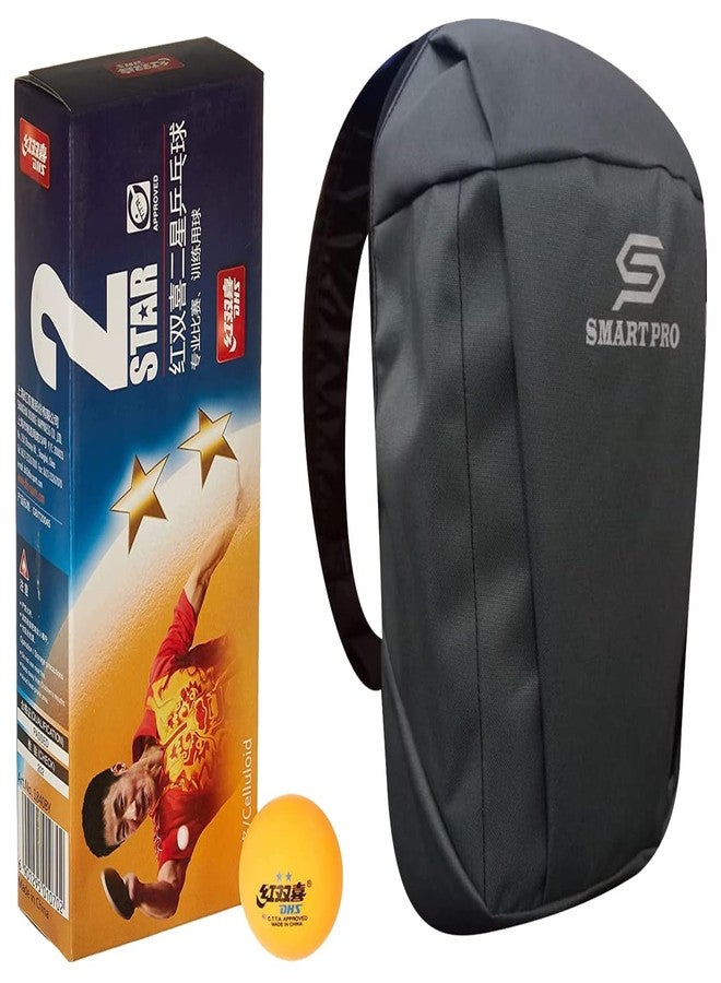 DHS TT Ball 40MM 2 Star Orange (10 Pcs Box) 50 PCS with Smart PRO TT Special Cover Speed Dark Grey - Image 1