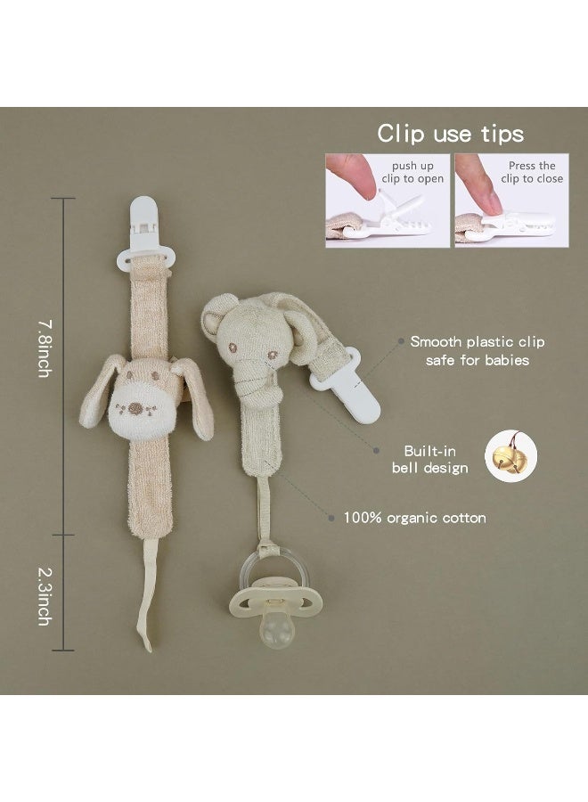 COTTONBEBE Pacifier Clip, 2 Pack Baby Pacifier Holder for Boys and Girls Fits Many Pacifiers & Baby Teething Toys, Ideal Baby Gift (Elephant&Dog) - Image 3