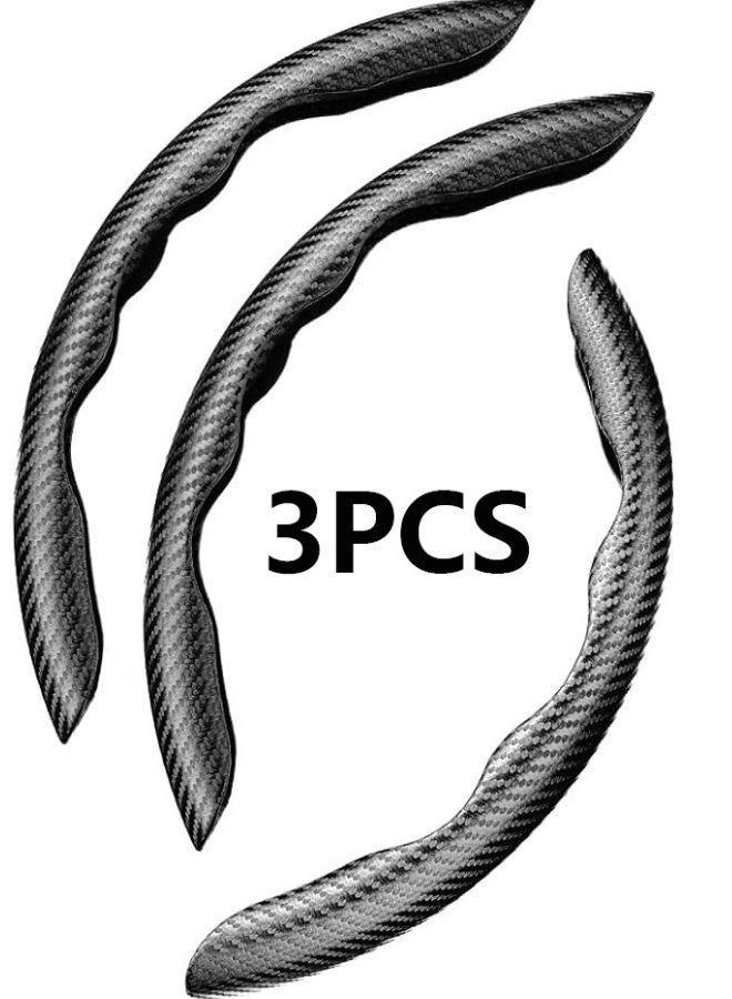 HALAMODO غطاء عجلة قيادة مضاد للانزلاق من ألياف الكربون 3 قطع، تصميم مقسم وفراشة، غطاء واقي عالمي 99% لعجلات السيارات، أسود - Image 2