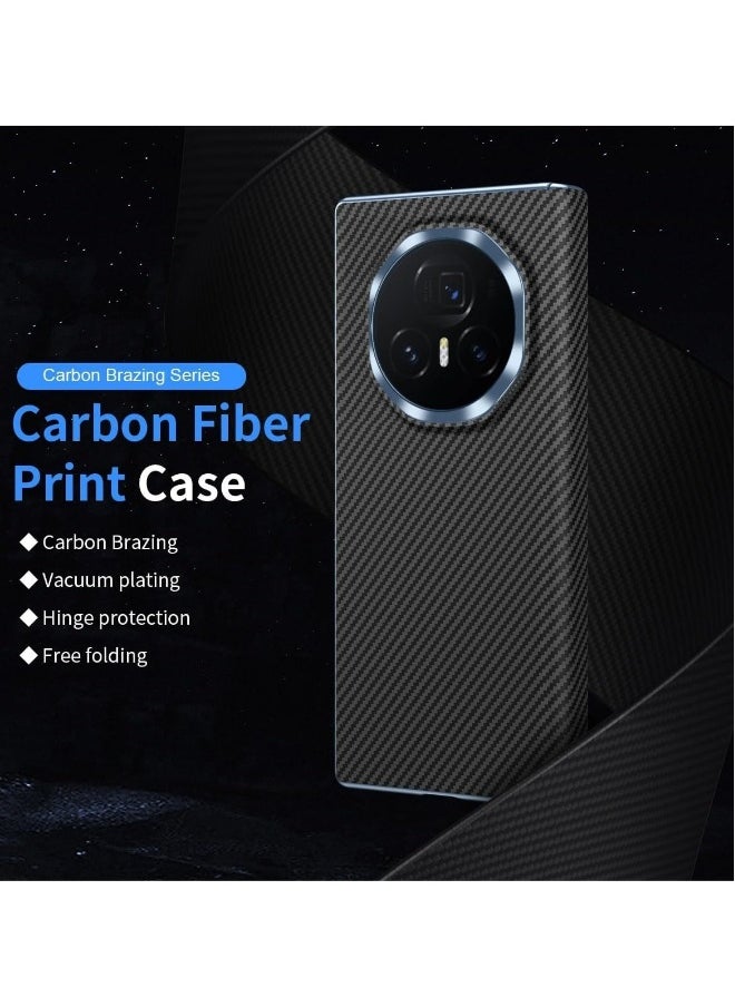 Generic - Case Compatible with Honor Magic V3 5G Case, Carbon Fiber Print Case Electroplated Frame Hinge Protection Shockproof Protective Back Cover for Honor Magic V3 - Image 1