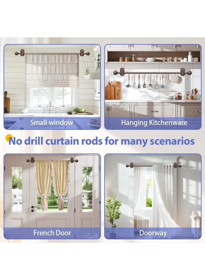 TKZTKZ Curtain Rods No Drilling for Windows 32 to 45 Inch:No Drill Small Bronze Curtain Rod with Adhesive Brackets for Bedroom,5/8" Apartment Renter Friendly Adjustable Drapery Rods Easy Install - Image 4