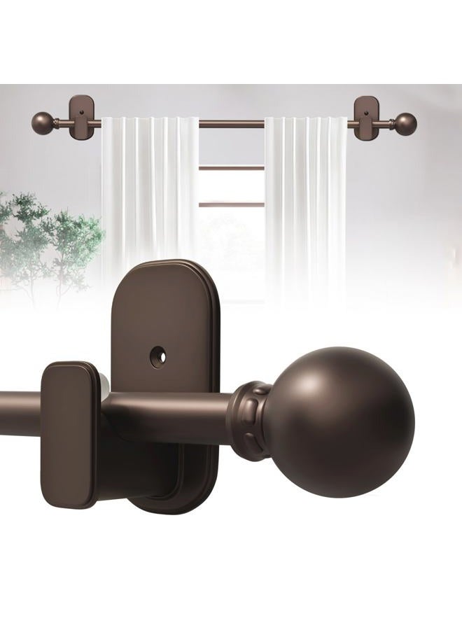 TKZTKZ Curtain Rods No Drilling for Windows 32 to 45 Inch:No Drill Small Bronze Curtain Rod with Adhesive Brackets for Bedroom,5/8" Apartment Renter Friendly Adjustable Drapery Rods Easy Install - Image 1