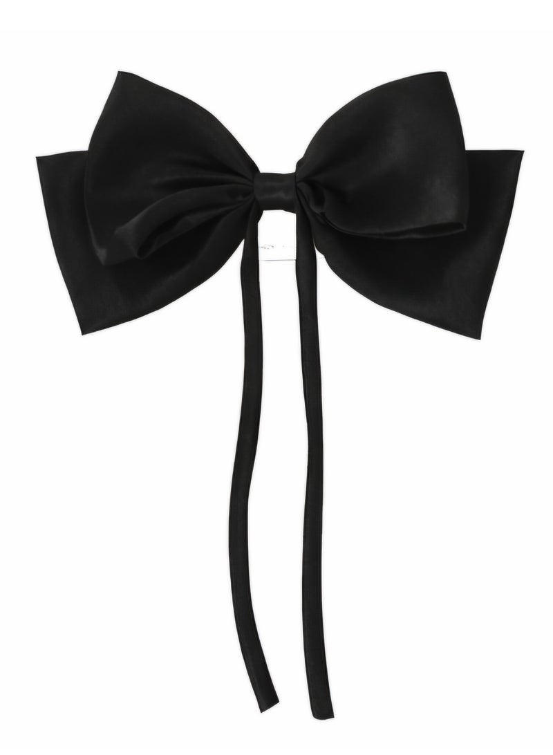 فيونكة شعر ساتان كبيرة لون أسود - Image 1