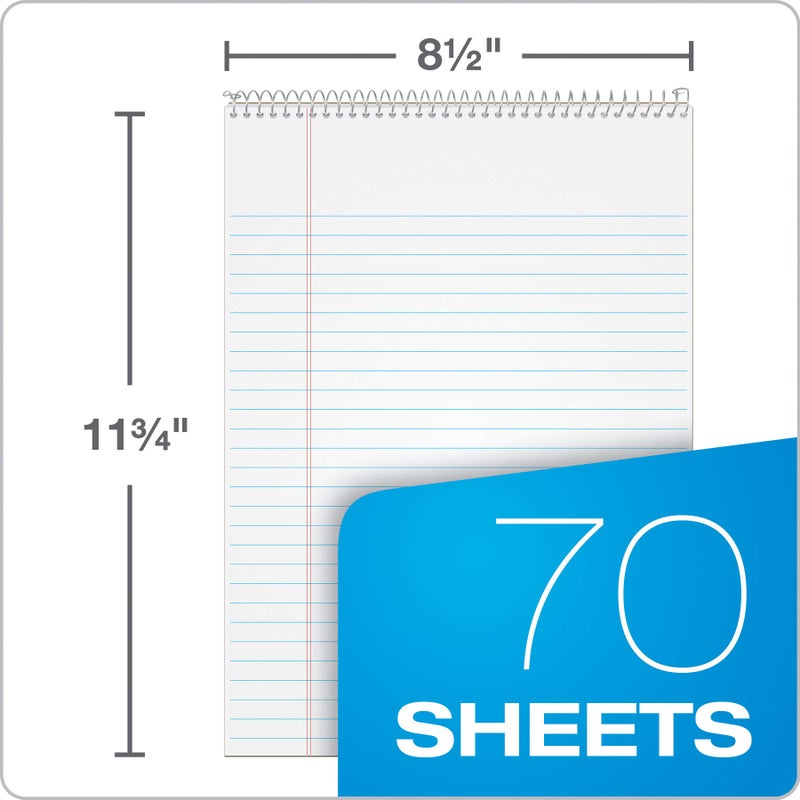 TOPS Docket Writing Tablet, Top Wirebound, 8-1/2 x 11-3/4 Inches, White, Legal/Wide Rule, 70 Sheets per Pad, 3 Pads per Pack (63633) - Image 3