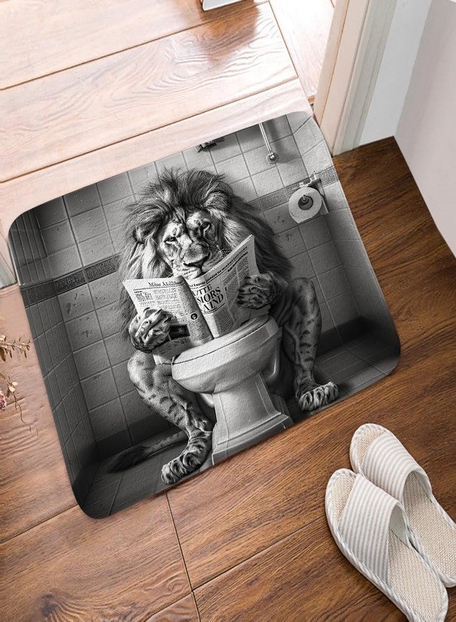 JAWO Funny Cool Lion Bath Mats Rugs for Bathroom, Fun Leo Wild Animal Humor Animal on Toilet Flannel Bathroom Mat Bath Shower Rug Non Slip, American Grey Mat Bathroom Accessories Decor 16x24 - Image 5
