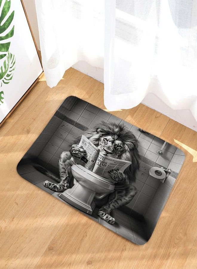 JAWO Funny Cool Lion Bath Mats Rugs for Bathroom, Fun Leo Wild Animal Humor Animal on Toilet Flannel Bathroom Mat Bath Shower Rug Non Slip, American Grey Mat Bathroom Accessories Decor 16x24 - Image 4