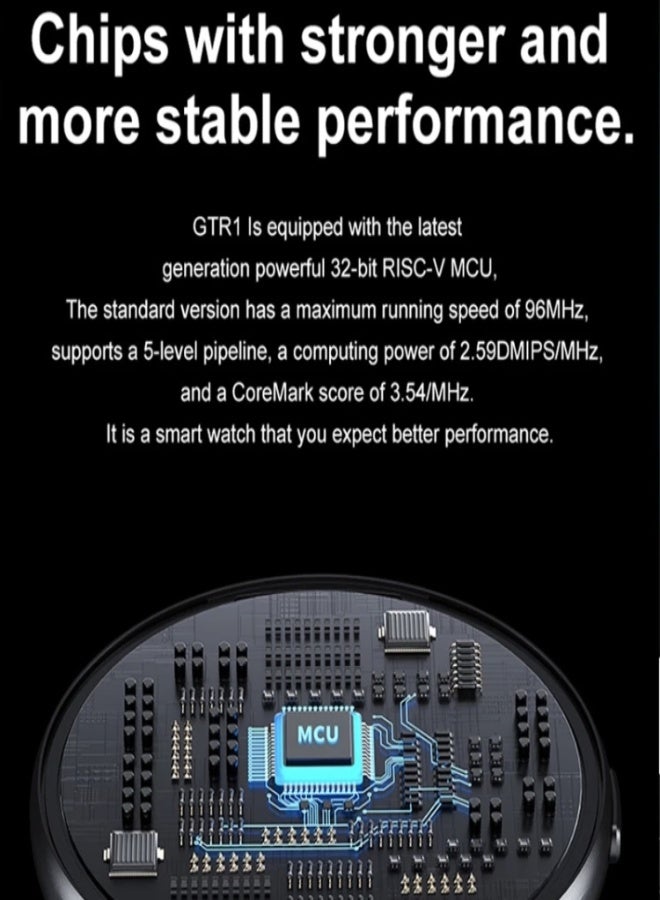 AROAQ GTR1 Smart Watch – 1.28" Color Display, Heart Rate, SpO2 & BP Monitoring, 100+ Sports Modes, GPS, IP68 Waterproof, Fitness Tracker for Android & iOS - Blue - Image 3