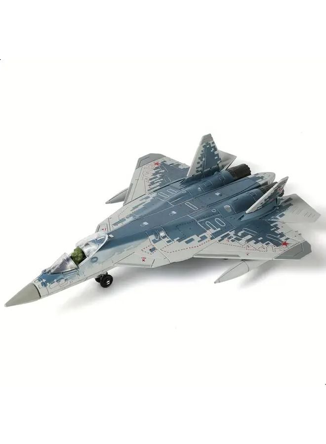 Su 57S Fighter Jet Assembly Model With Stand For Aviation Enthusiasts Military Collectors - Image 1
