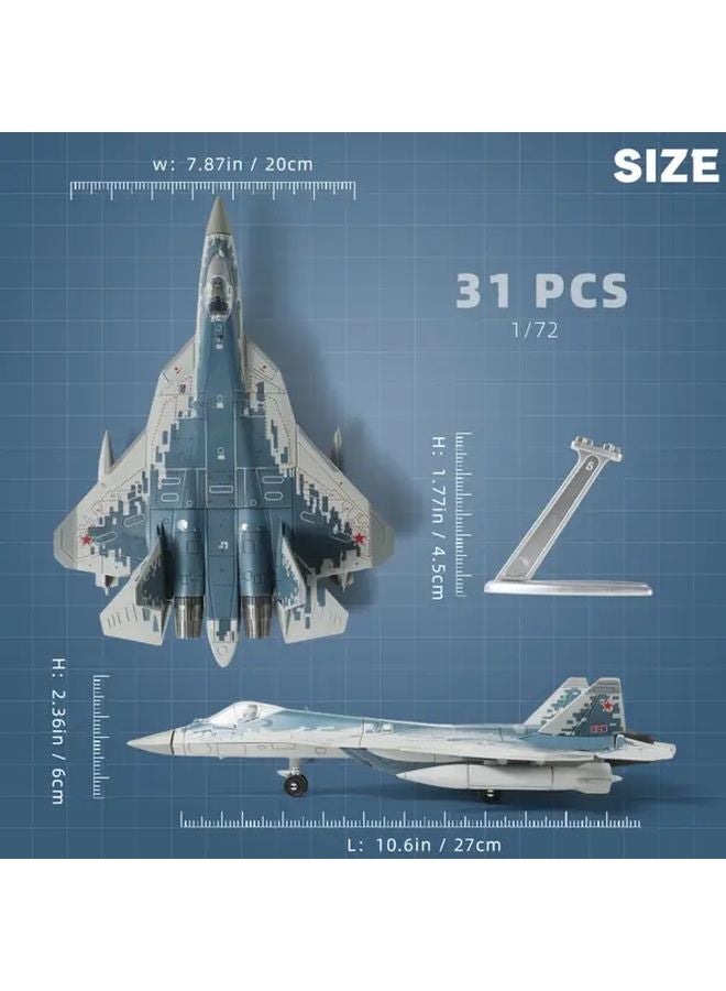 Su 57S Fighter Jet Assembly Model With Stand For Aviation Enthusiasts Military Collectors - Image 3
