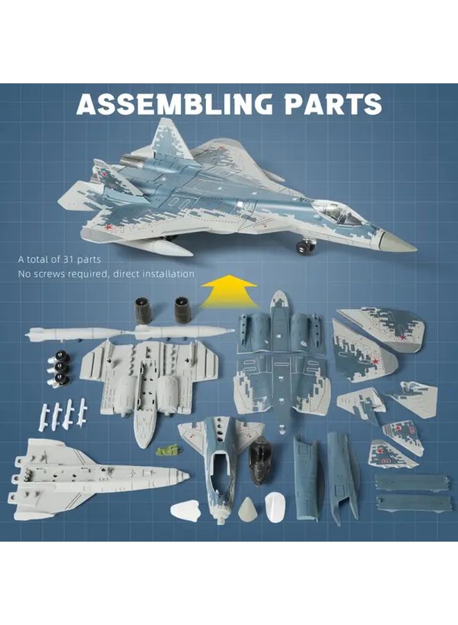 Su 57S Fighter Jet Assembly Model With Stand For Aviation Enthusiasts Military Collectors - Image 4