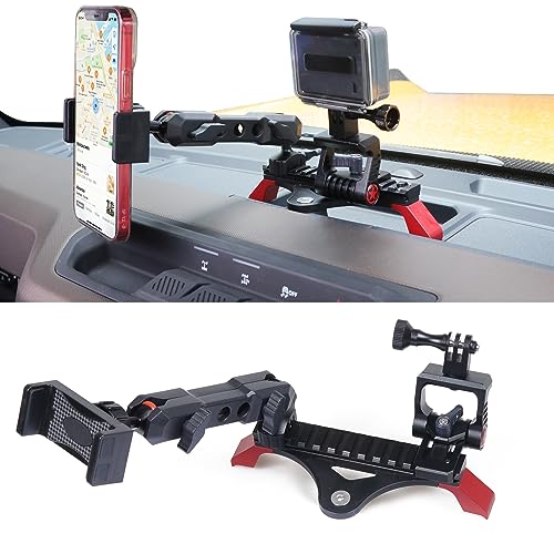RERPRO Dash Phone Mount Picatinny Rail Holder for 2021 2022 2023 2024 2025 2026 New Ford Bronco 2/4 Door Interior Accessories, Dashboard Cell Phone with Action Camera Mounts for GoPro, 360° Adjustable - Image 1