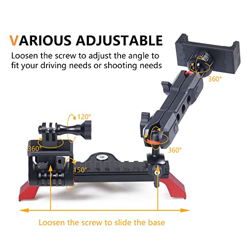 RERPRO Dash Phone Mount Picatinny Rail Holder for 2021 2022 2023 2024 2025 2026 New Ford Bronco 2/4 Door Interior Accessories, Dashboard Cell Phone with Action Camera Mounts for GoPro, 360° Adjustable - Image 2