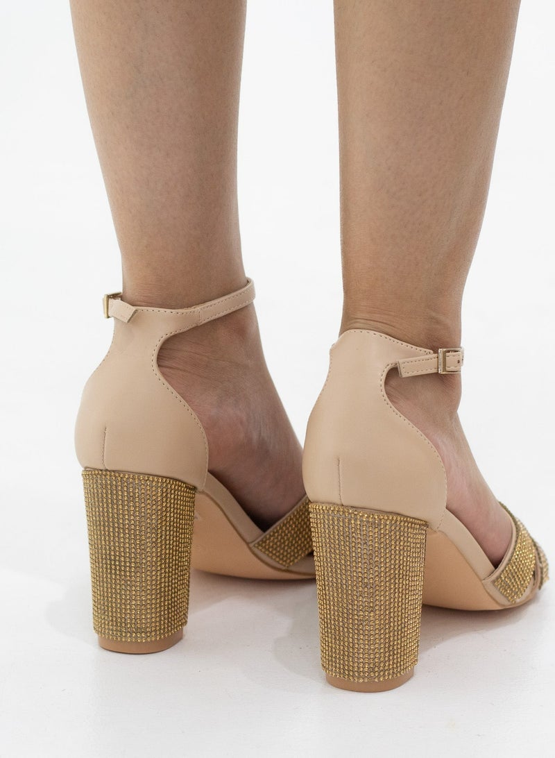 LAMARAPARIS Romania diamante band ankle strap 9cm heel sandal nude - Image 3