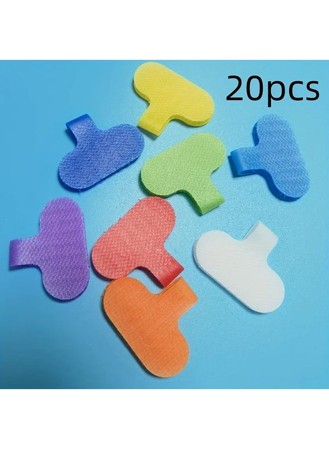 20pcs Random Color Heart Shaped Reusable Cable Label Tape No Residue - Image 1