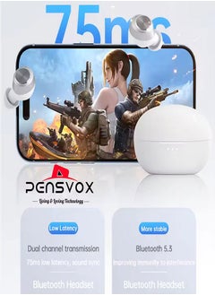 Compact 5.3 Wireless Bluetooth Noise-Cancelling Gaming Headset, Ergonomic In-Ear Design, 26 Hours Play Time, IPX5 Waterproof. - (White) - pzsku/ZFE0237087E6B007DC242Z/45/_/1717489068/745e5b89-eb0d-4b0e-9a3c-6ae8132a5833