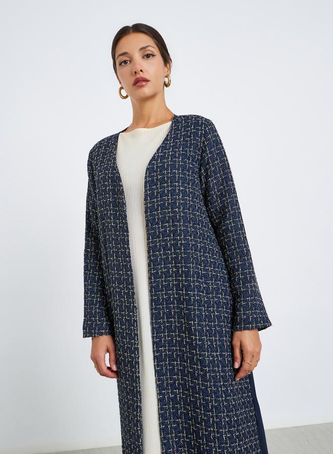 Amirah Front Open Tweed Look Abaya - Image 3