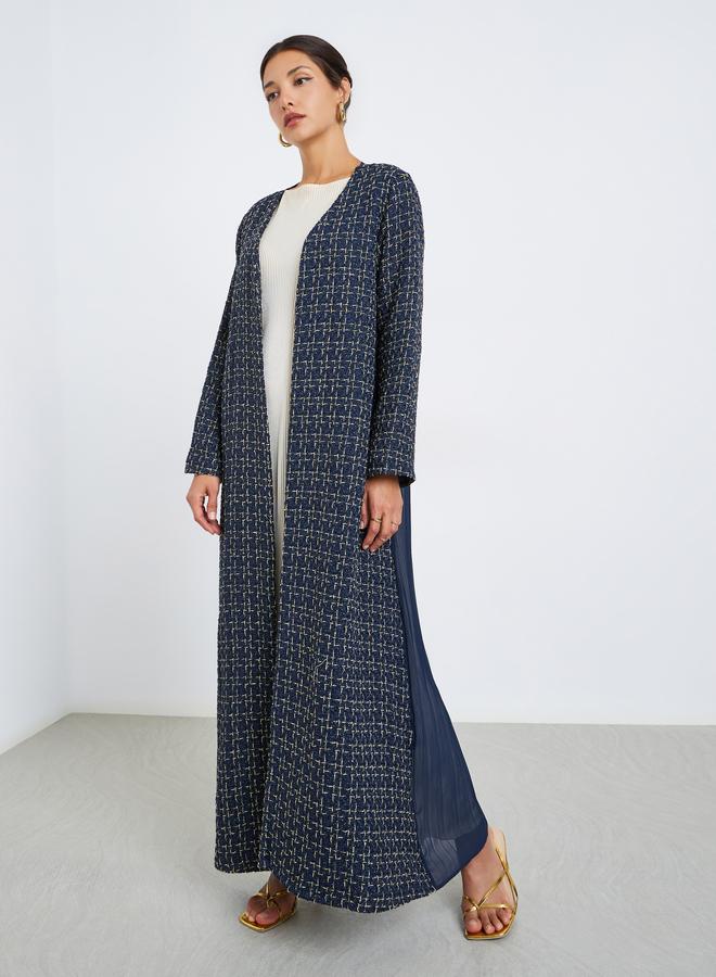Amirah Front Open Tweed Look Abaya - Image 2