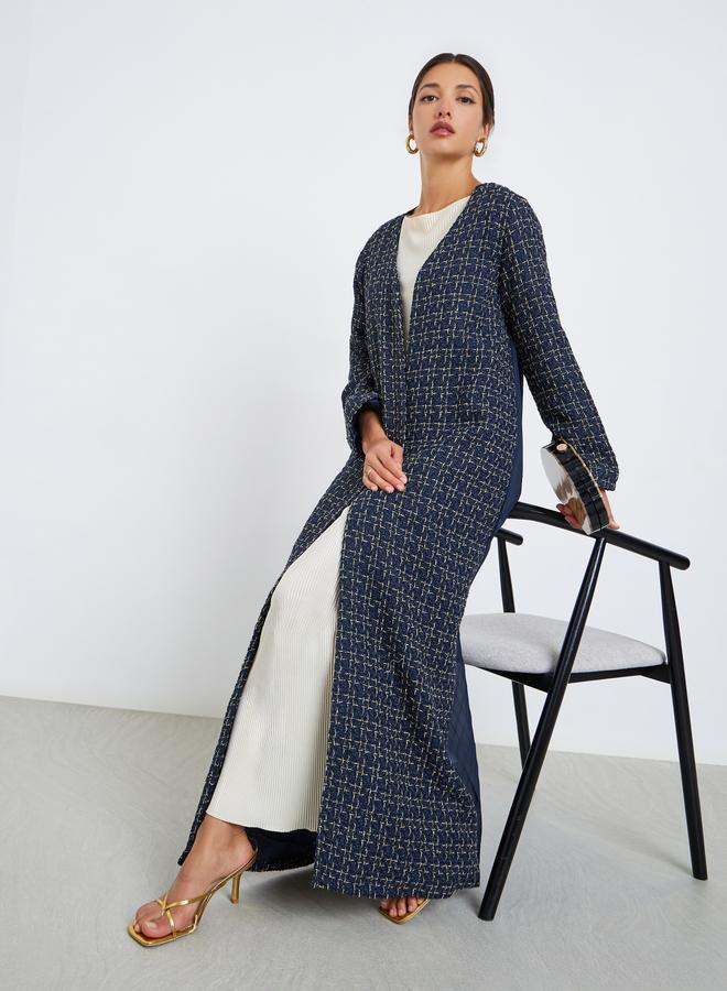 Amirah Front Open Tweed Look Abaya - Image 1