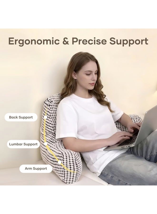 NOONTIDE Reading Pillow with Detachable Neck Roll and Individual Cushion，Cover Washable Sit up Pillow,Watching TV/Gaming/Relaxing(White) - Image 2
