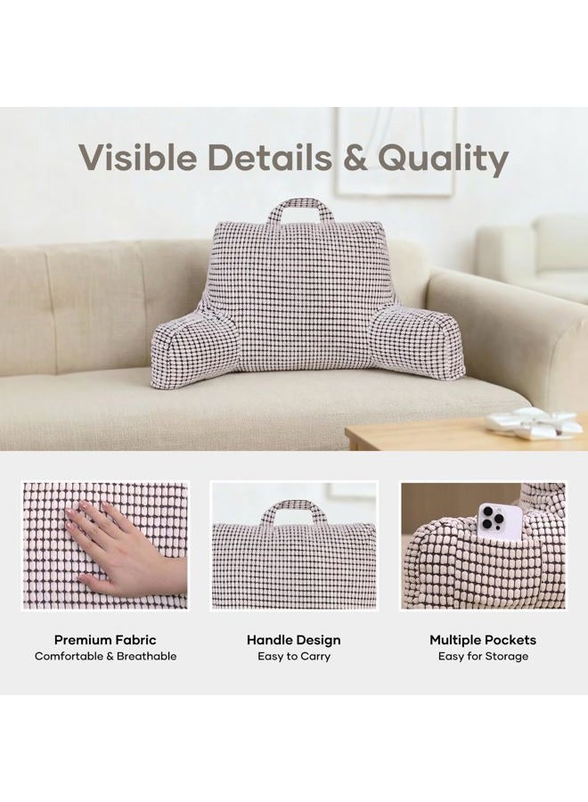 NOONTIDE Reading Pillow with Detachable Neck Roll and Individual Cushion，Cover Washable Sit up Pillow,Watching TV/Gaming/Relaxing(White) - Image 4