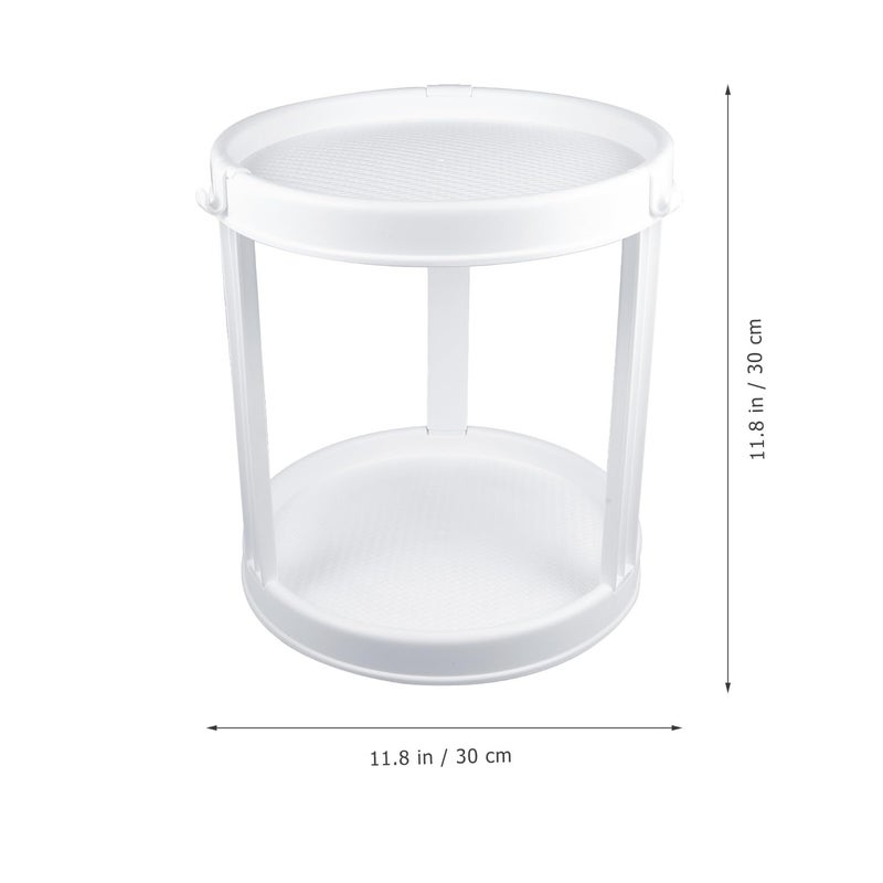 White Double Layer Rotating Spice Rack Organizer For Kitchen Countertop Pantry Storage - Image 3