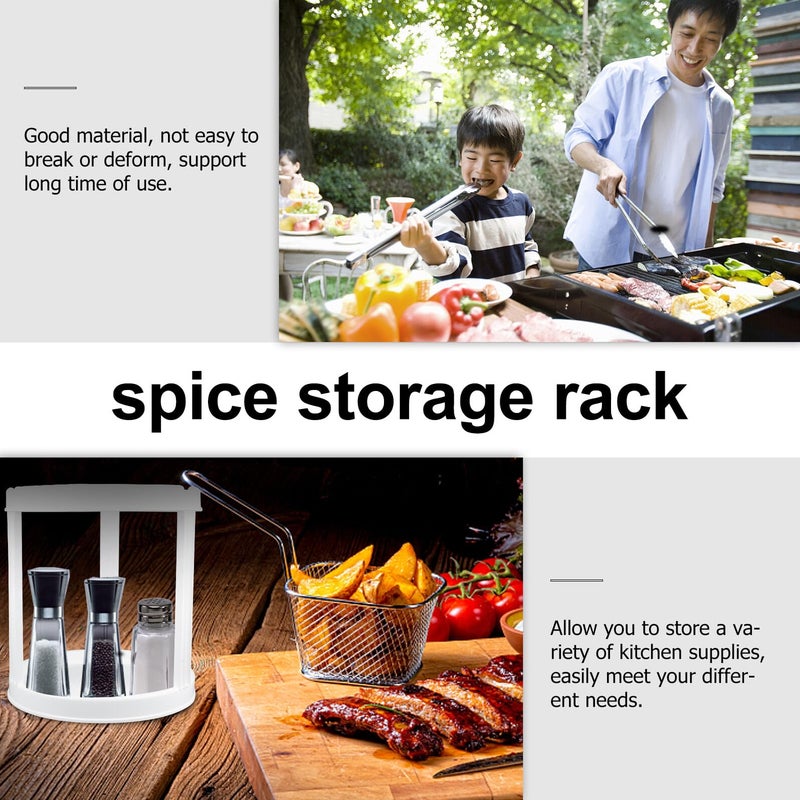 White Double Layer Rotating Spice Rack Organizer For Kitchen Countertop Pantry Storage - Image 5