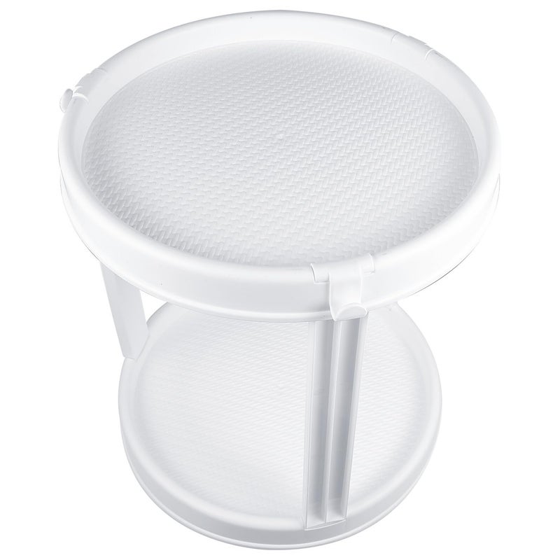 White Double Layer Rotating Spice Rack Organizer For Kitchen Countertop Pantry Storage - Image 2
