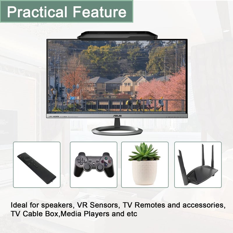 TETVIK TV Screen Top Shelf Monitor Shelf Adjustable Computer Screen for Office Desk, Cellphone Stand, Media Box, Game Console, Router 11.8 x4.7 inch TV Tray Stand Mount Storage Organizer Bracket - Image 2