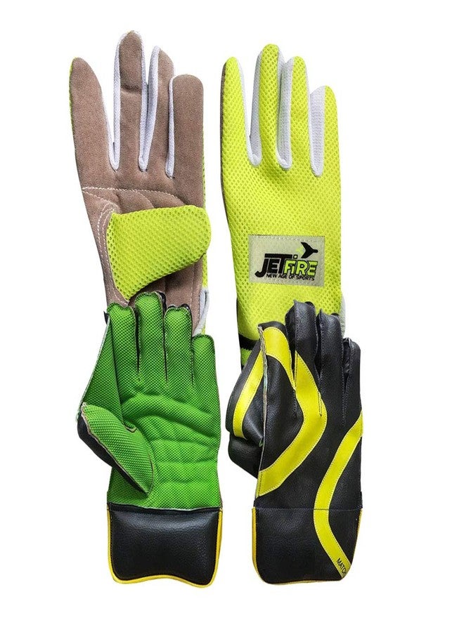 JetFire College Wicket Keeping Gloves Combo Green with Leather Inner Gloves Wicket Keeping Gloves (Green) - Image 3