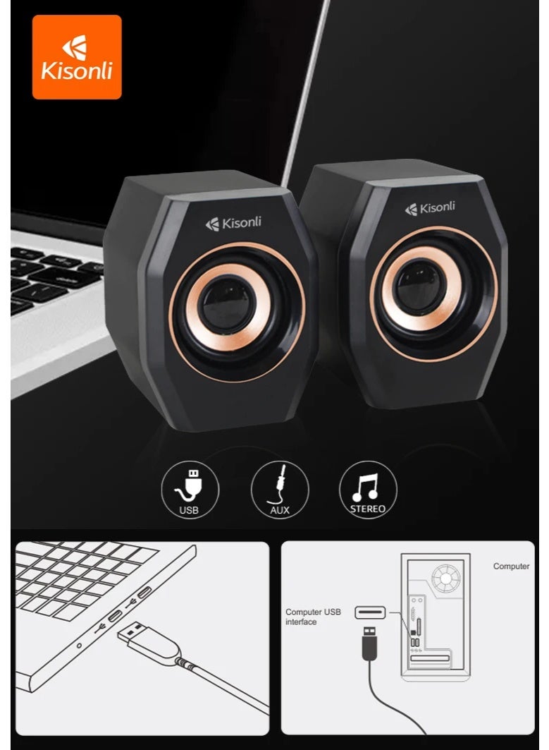 Kisonli A-101S USB Stereo Speaker – Clear Sound in Compact Build - Image 3