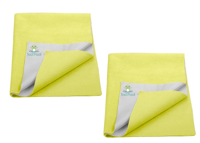 Tod PooL حامي سرير تواد بولو القابل للتنفس | فليس مضاد للتكتل عالي الامتصاص قابل للغسل | ورقة مقاومة للماء سريعة الجفاف | ورقة حامي سرير للأطفال والبالغين (2، أصفر، حجم سرير مزدوج (260x200 سم)) - Image 1