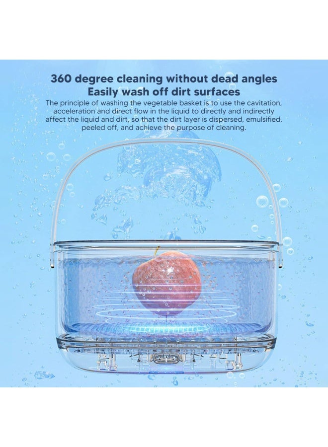 سمارت هوم غسالة الفواكه والخضروات، سلة تنظيف الخضروات الكهربائية بالموجات فوق الصوتية، سعة كبيرة، جهاز تنظيف الفاكهة المحمولة، لوازم المطبخ للفواكه والخضروات والمأكولات البحرية واللحوم - Image 5