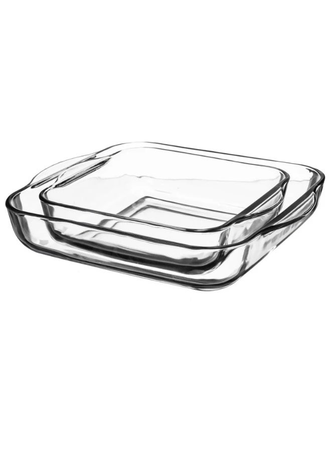 Mirolex 2-piece square glass oven tray set, 1.6L / 2.9L - Image 2