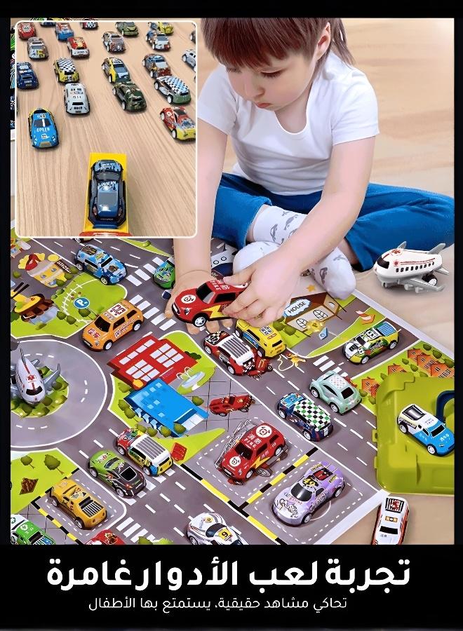50-Piece Miniature Racing Vehicle Collection with Play Map - Image 2