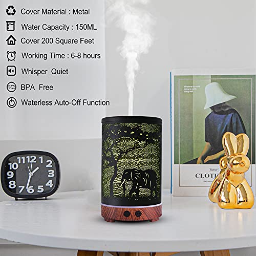 kobodon Essential Oils Diffuser,Aromatherapy Diffuser,Birthday Gifts for Women Mom Grandma,Metal Cool Mist Humidifier with 7 Colors Lights Waterless Auto Off Air Diffusers（Elephant） - Image 3